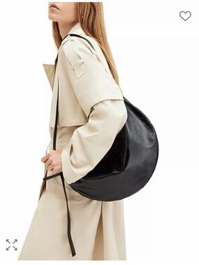 AllSaints Black Half Moon Shoulder Bag